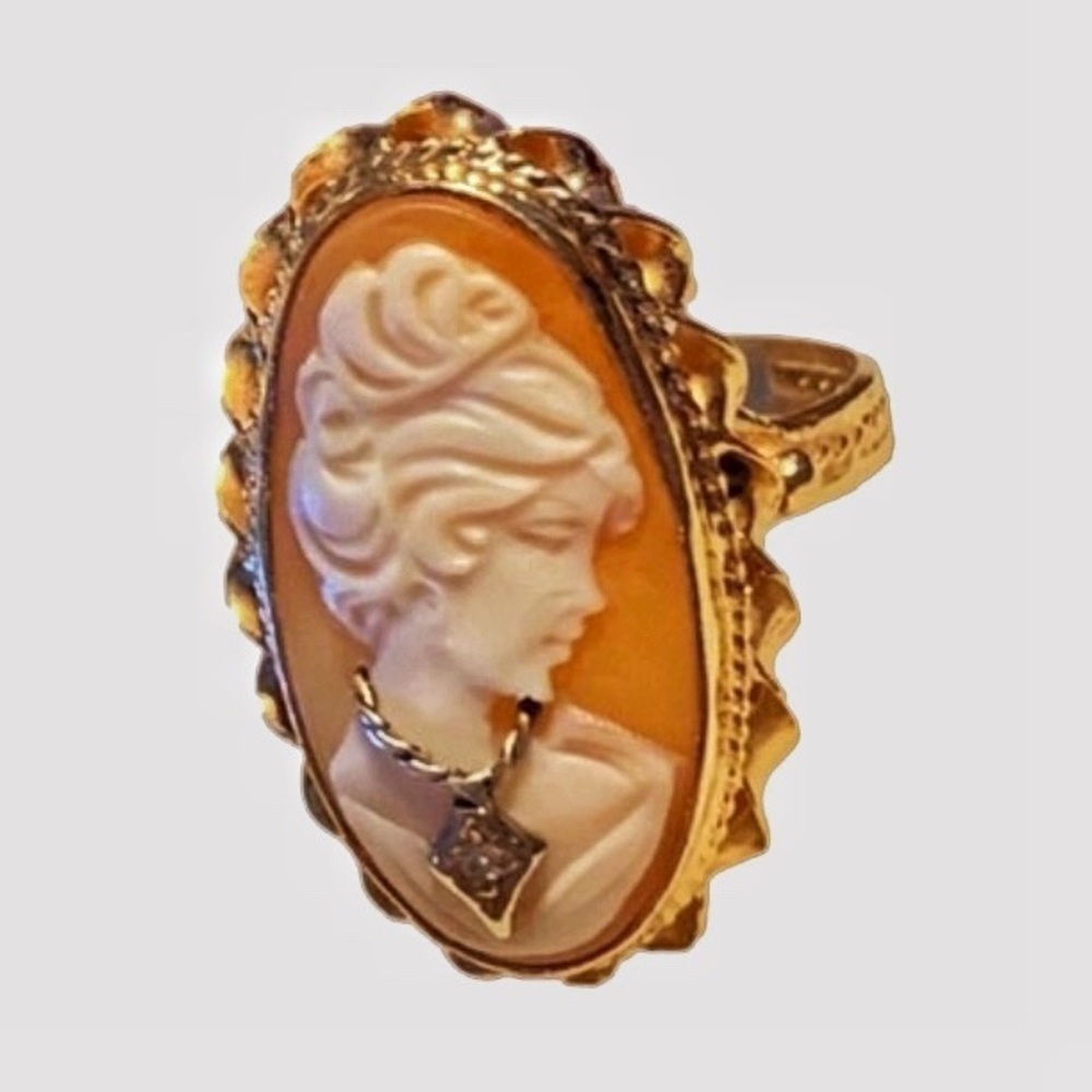 14k Gold DIAMOND CAMEO RING 6 - Picture 3 of 8